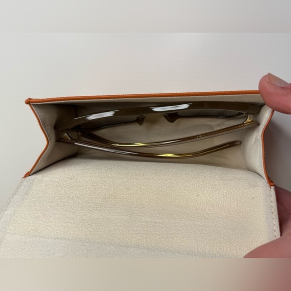 Tory Burch Vibrant Orange Leather Sunglasses Case Authentic Gold Magnetic Design - Picture 14 of 17